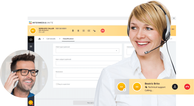 Contact Center screenshot - phone, desktop and mobile app