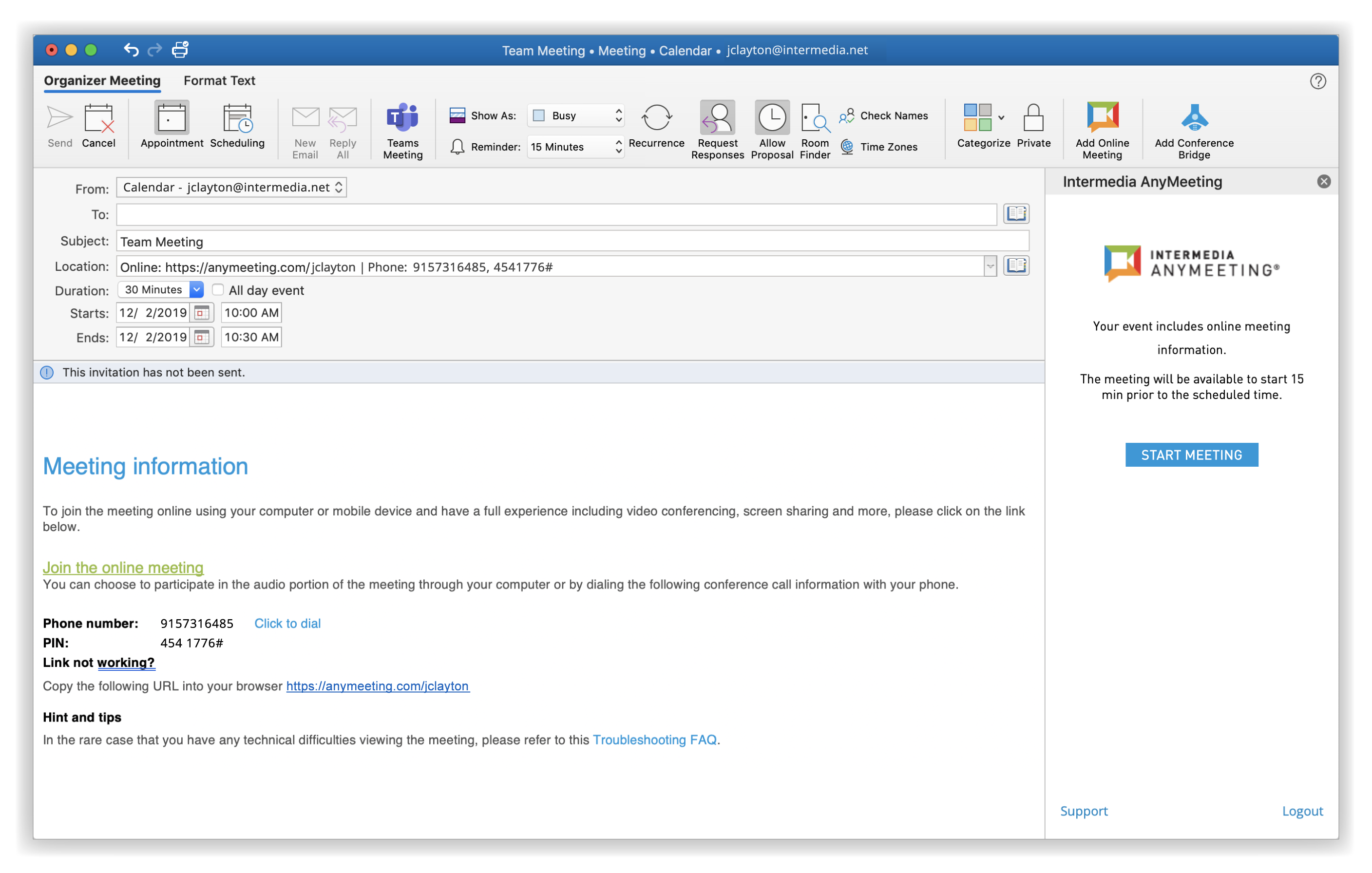 Intermedia Unite for Microsoft Outlook