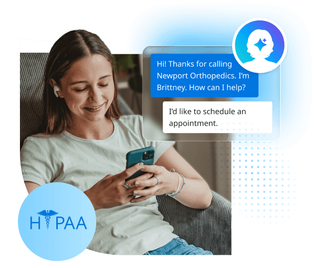 Patient using a smartphone to schedule an appointment through secure healthcare messaging