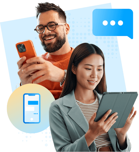 Employees sending and receiving one-to-one business text messages